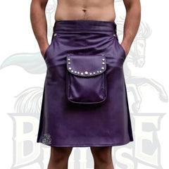 Purple Leather Utility Kilt for Men – Gothic Festival Original Leather Kilt