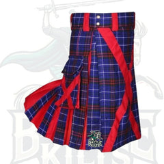 Battle of Kilts – Modern Edmonstone Tartan with Red Hybrid Kilt
