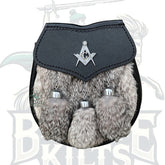 Men's Scottish Full Dress Grey Fur Sporran – 3 Tassel Sporran with Chain Belt by BattleOfKilts