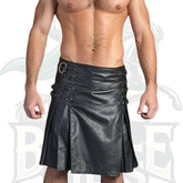Handmade Genuine Cow Men’s Black Leather Gladiator Kilt