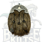 Brown Vegan Kilt Sporran – 100% Synthetic Fur & Vegan Leather – Battle of Kilts