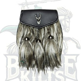 100% Vegan Gray Fur and Vegan Leather Semi-Dress Kilt Sporran – BattleOfKilts