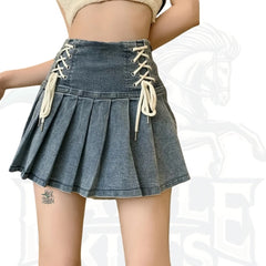 Women’s Faux Denim High-Waisted A-Line Mini Skirt