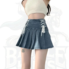 Women’s Faux Denim High-Waisted A-Line Mini Skirt
