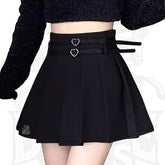 Women’s Slim-Fit Pleated A-Line Skirt with Heart Belt – Cute & Stylish