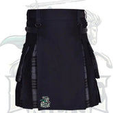 Scottish Handmade Hybrid Utility Black Cotton & Grey Watch Tartan Kilt for Men – A Modern Warrior’s Choice by BattleOfKilts