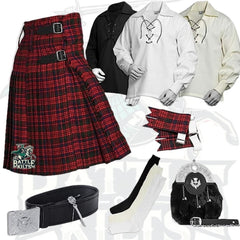 Battle Of Kilts Men’s Tartan Kilt Outfit – 8-Piece Scottish Set with Premium Accessories