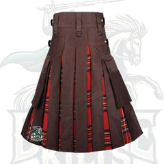 Brown & Royal Stewart Hybrid Tartan Kilt – Premium Scottish Heritage with Modern Style