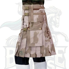 Handmade Desert Camo Hiking Kilt – Durable and Stylish Utility Kilt