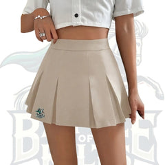 Women’s High-Waisted Gray Pleated A-Line Skirt – Flared Short Style with Zipper