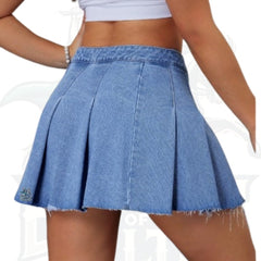 Women’s Casual Versatile Denim Pleated Mini Skirt