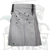 Gray Utility Kilt with Decorated Front – Stylish & Functional Scottish Kilt