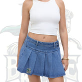 Cider Denim Low Rise Pleated Mini Skirt – Trendy Women’s Casual Fashion