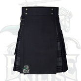 Black and Night Watch Tartan Hybrid Kilt – Premium Scottish-Inspired Hybrid Wear