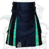 Scottish Handmade Hybrid Utility Black Cotton & Irish Green Tartan Kilt for Men – Tradition Meets Modern Craft by BattleOfKilts