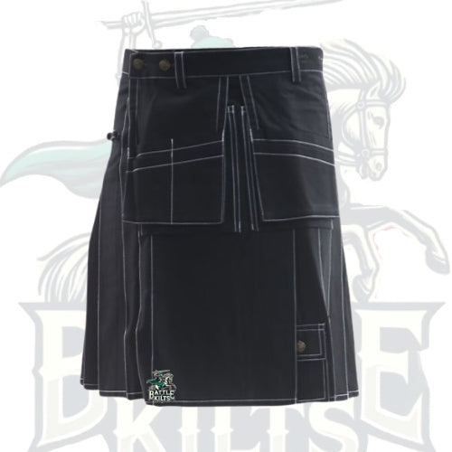 Black Working Kilt – Durable & Functional Scottish Utility Kilt