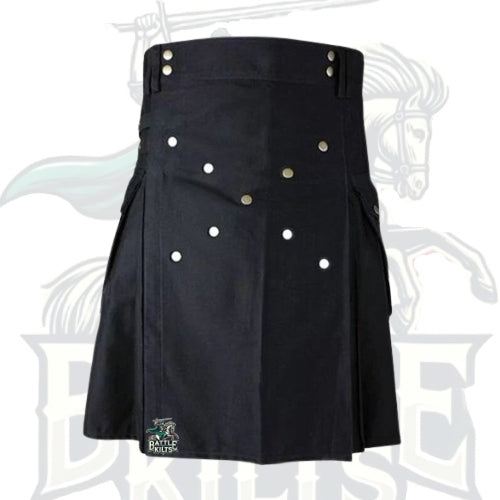 Black Utility Kilt for Working – Durable & Functional Scottish Kilt