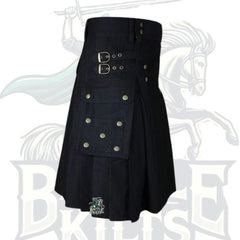 Black Utility Kilt for Working – Durable & Functional Scottish Kilt
