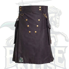 Black Deluxe Utility Kilt – Stylish & Functional Scottish Kilt