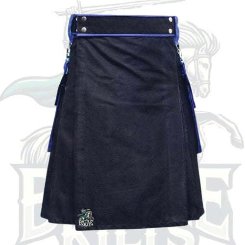 Black and Royal Blue Two-Tone Utility Kilt