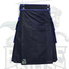 Black and Royal Blue Two-Tone Utility Kilt