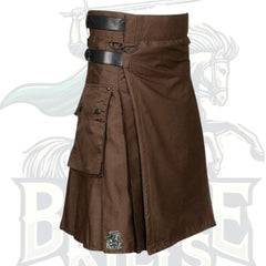 Custom Brown Deluxe Utility Kilt – Stylish & Functional Scottish Kilt