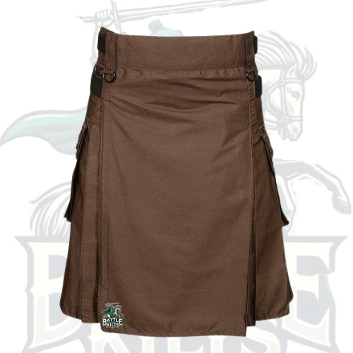 Custom Brown Deluxe Utility Kilt – Stylish & Functional Scottish Kilt