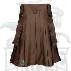 Custom Brown Deluxe Utility Kilt – Stylish & Functional Scottish Kilt