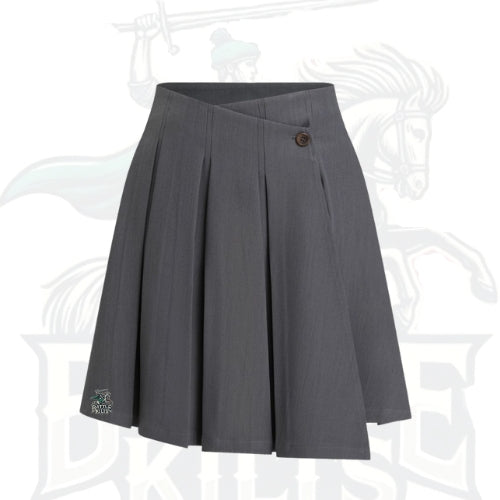 Mid-Rise Pleated Asymmetrical Hem Midi Skirt – Sophisticated & Modern