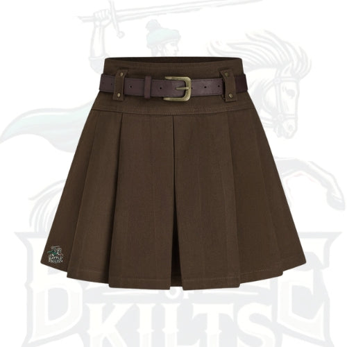 Mid-Waist Solid Pleated Skort with Belt – Chic & Versatile