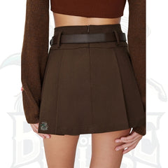 Mid-Waist Solid Pleated Skort with Belt – Chic & Versatile