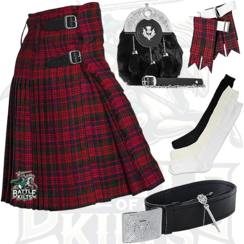 Battle Of Kilts Men’s Tartan Kilt Outfit – 7-Piece Scottish Set with Premium Accessories