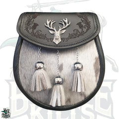 Semi Dress Sporran with Stag Mount and Laser Etched Thistle – Premium Highland Accessory
