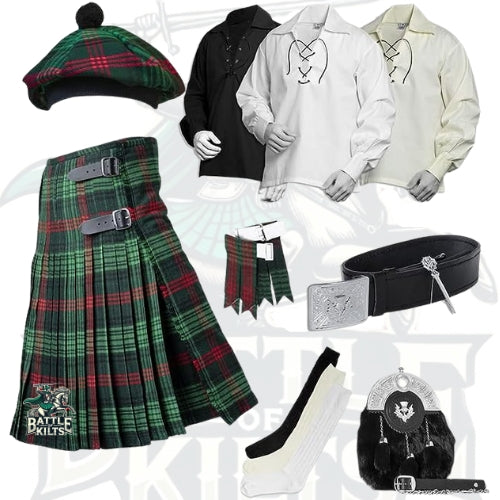 Battle Of Kilts Men’s Tartan Kilt Outfit – 9-Piece Scottish Set with Premium Accessories
