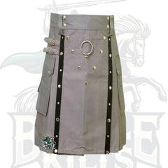 Gothic Grey Utility Kilt – Grey Belted Scottish-Inspired Kilt