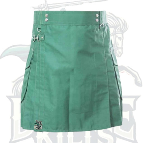 Sea Green Utility Kilt – Modern Functional Kilt with Pockets