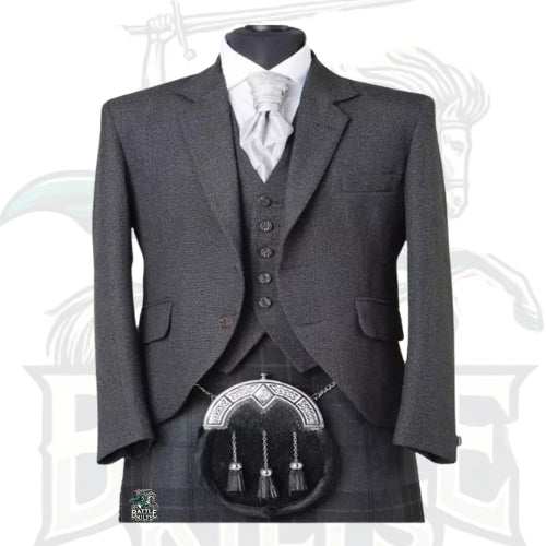 Gray Tweed Jacket with Night Watch Tartan Kilt Outfit – Premium Highland Dress by BattleOfKilts