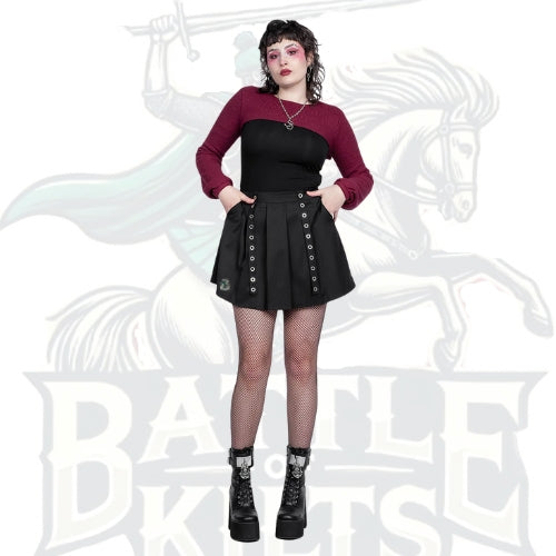 Abyss Eyelets Pleated Mini Skirt