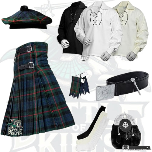 Battle Of Kilts Men’s Tartan Kilt Outfit – 9-Piece Scottish Set with Premium Accessories