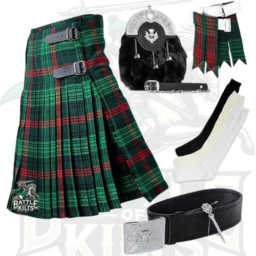 Battle Of Kilts Men’s Tartan Kilt Outfit – 7-Piece Scottish Set with Premium Accessories