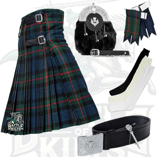 Battle Of Kilts Men’s Tartan Kilt Outfit – 7-Piece Scottish Set with Premium Accessories