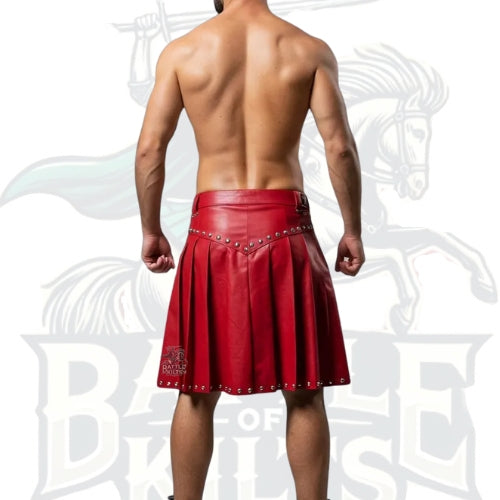 Leather Hybrid Kilt – Handmade Men’s Genuine Red Cow Leather Kilt