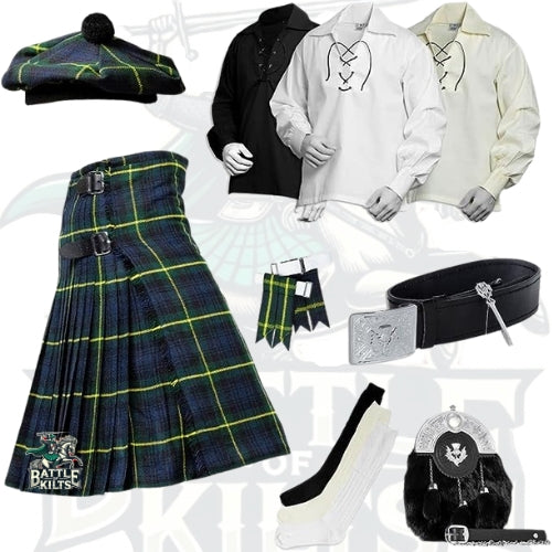Battle Of Kilts Men’s Tartan Kilt Outfit – 9-Piece Scottish Set with Premium Accessories