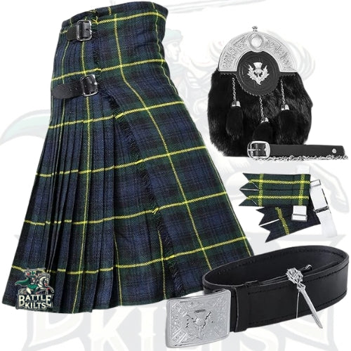 Battle Of Kilts Men’s Tartan Kilt Outfit – 6-Piece Scottish Set with Premium Accessories