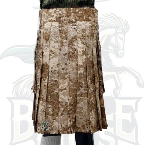 Tactical Desert Camo Kilt for Men – Detachable Utility Pockets