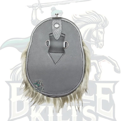 Grey Vegan Kilt Sporran – 100% Synthetic Fur & Vegan Leather with Chain Belt – Battle of Kilts