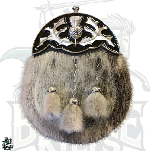 Dress Sporran – Chrome Thistle with Black Enamel by BattleOfKilts