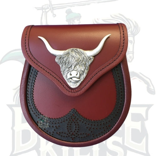 Highland Cow Leather Sporran by BattleOfKilts