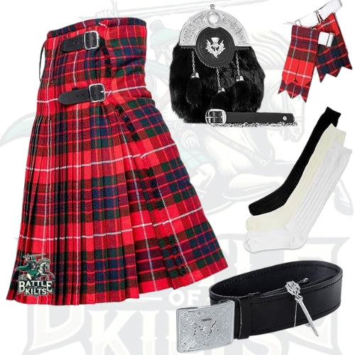 Battle Of Kilts Men’s Tartan Kilt Outfit – 7-Piece Scottish Set with Premium Accessories