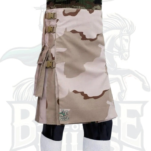 Handmade Desert Camo Hiking Kilt – Durable and Stylish Utility Kilt
